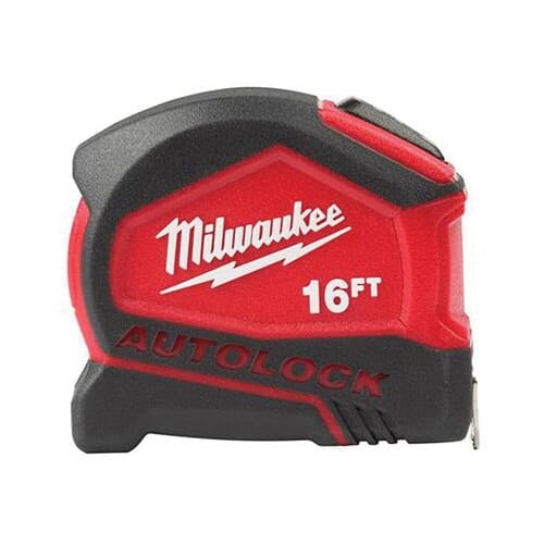 Milwaukee® 48-22-6817 Compact Measuring Tape, 16 ft L x 27 mm W Blade, Steel Blade, 1/16 in Graduation